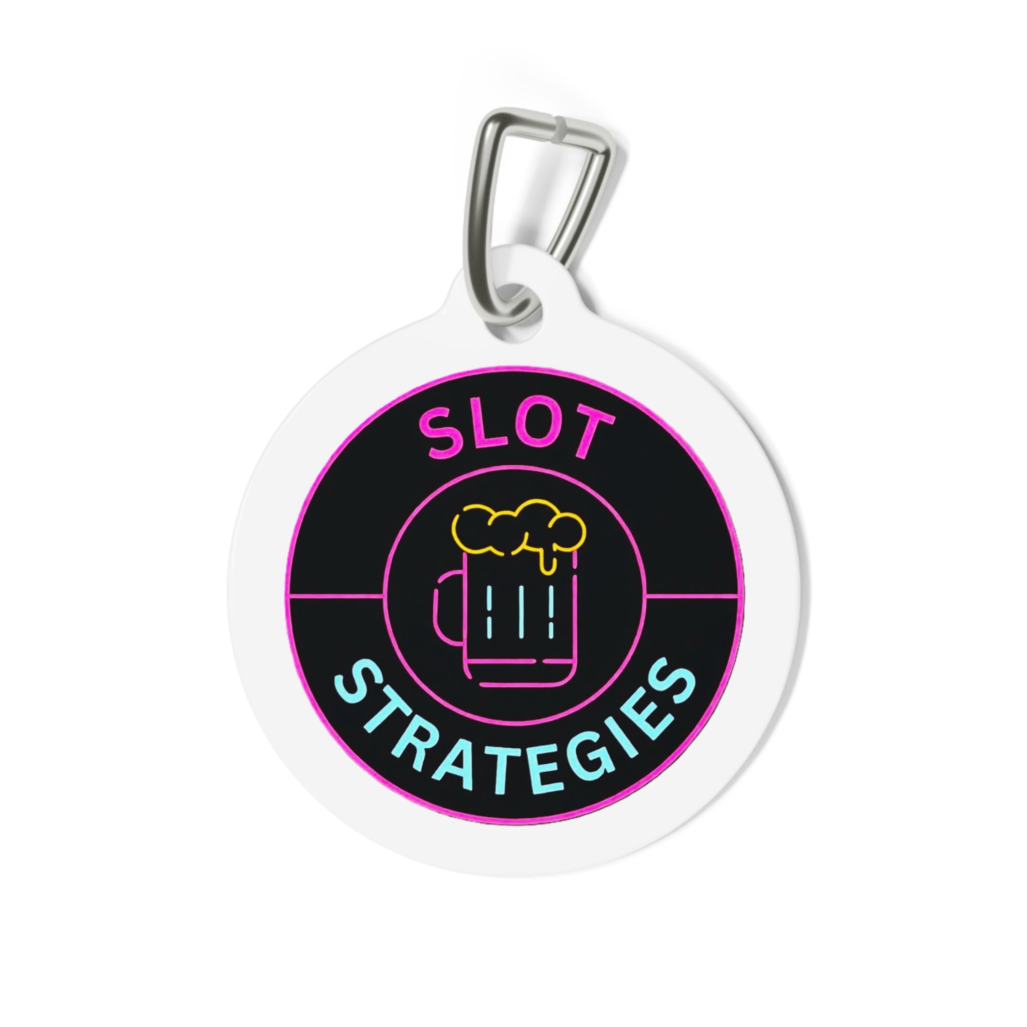 Pet Tag — "Slot Strategies" Neon Beer Logo