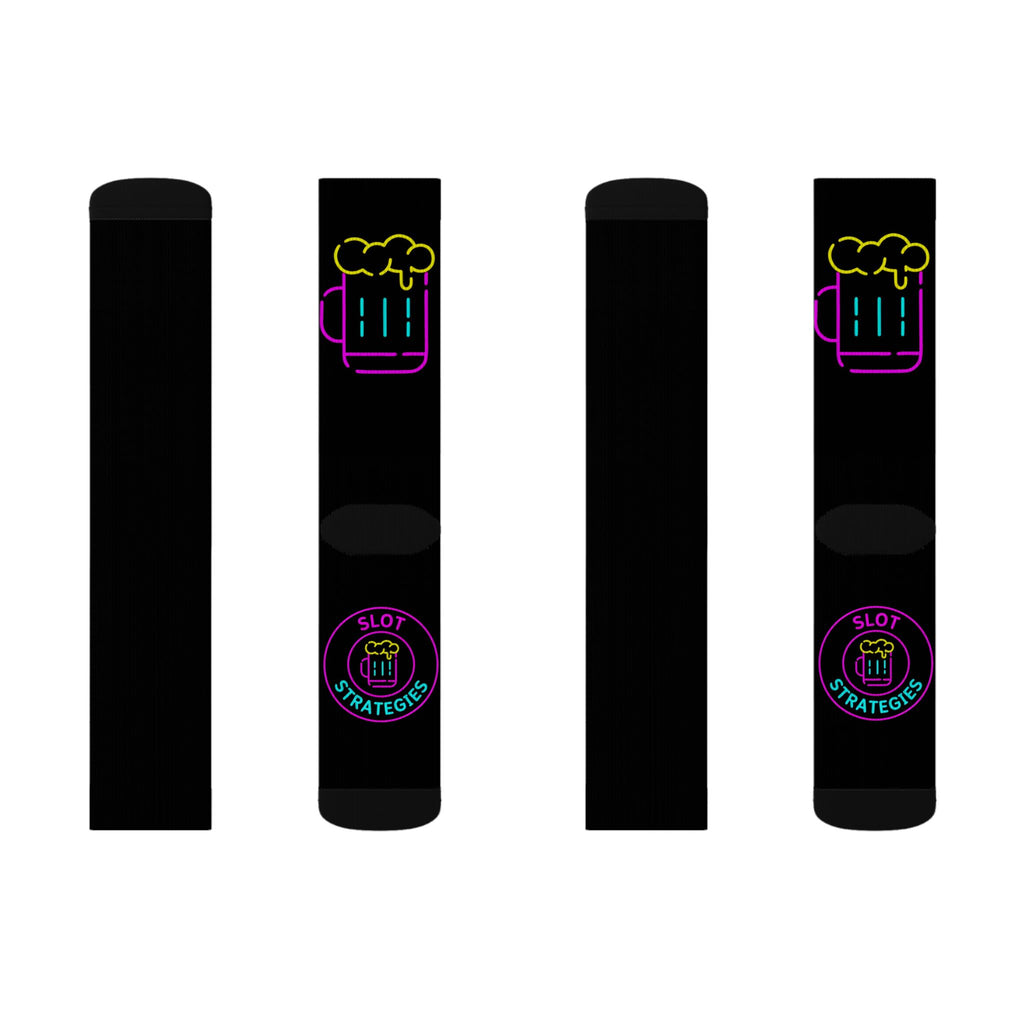 Neon Beer Mug Socks – Fun Sublimation Crew Socks for Beer & Slot Lovers Alike