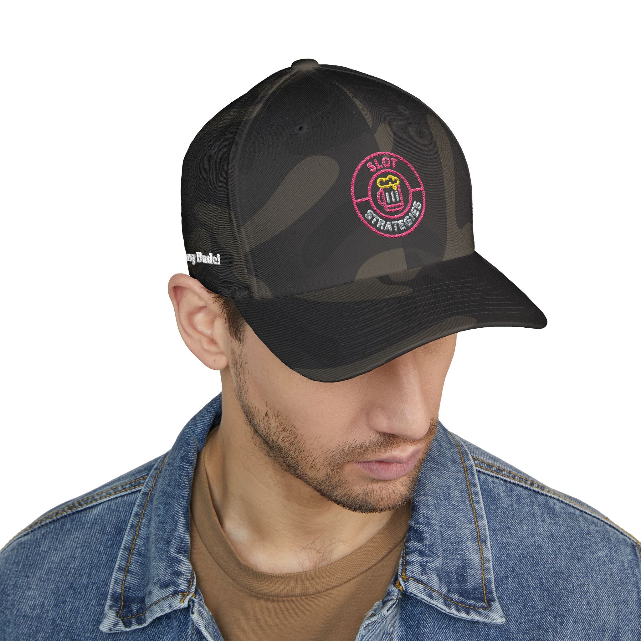 Bang Dude!  -(Embroidered) All American Casino Gamer FlexFit Ball Cap - Dark