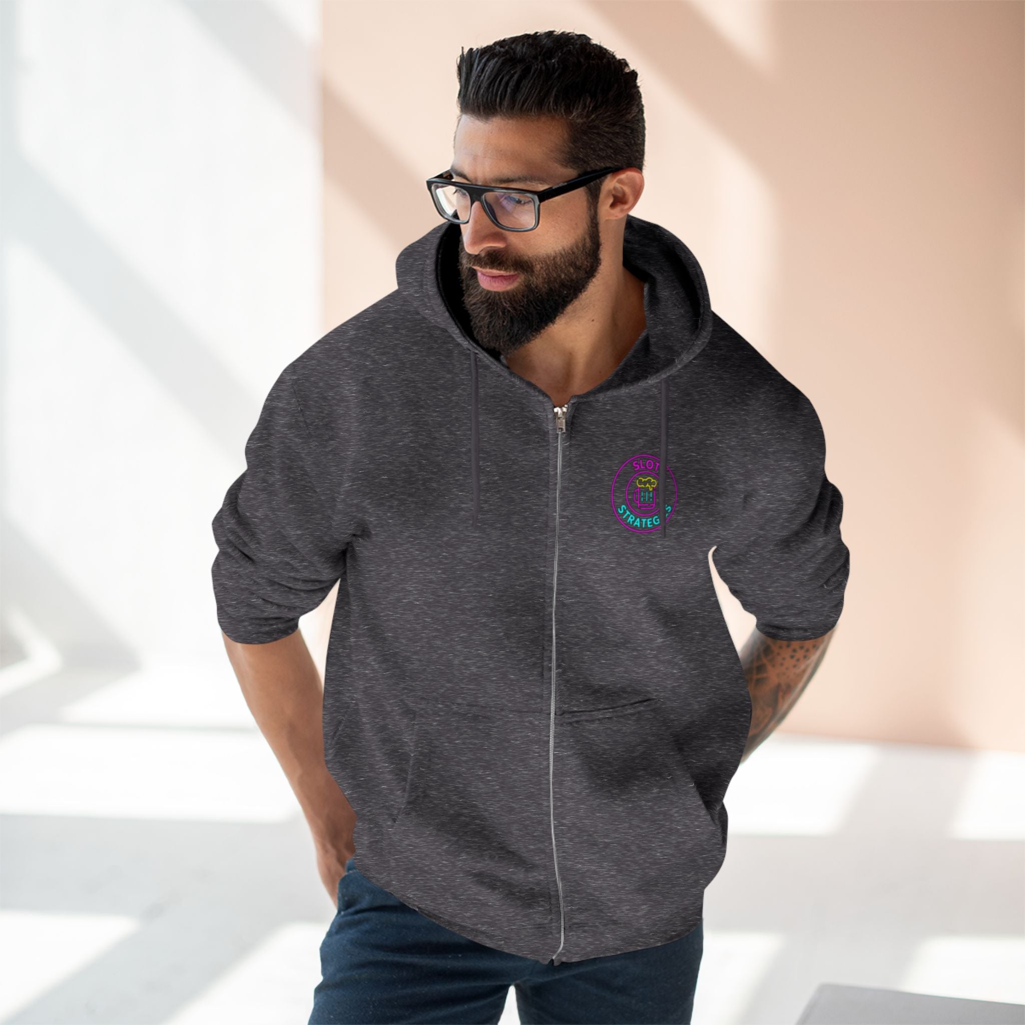 Slot Strategies Zip Up Hoodie - Business In The Front, Party In The Back!
