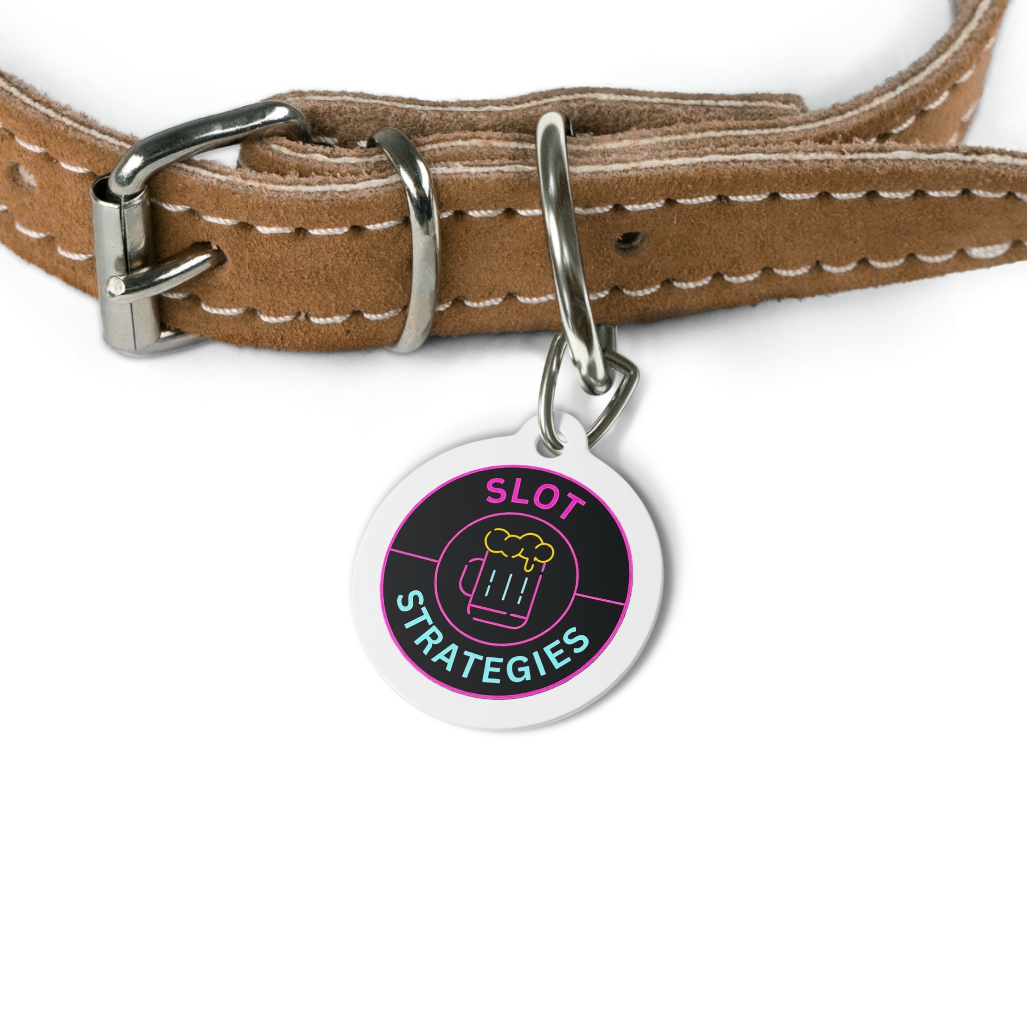 Pet Tag — "Slot Strategies" Neon Beer Logo