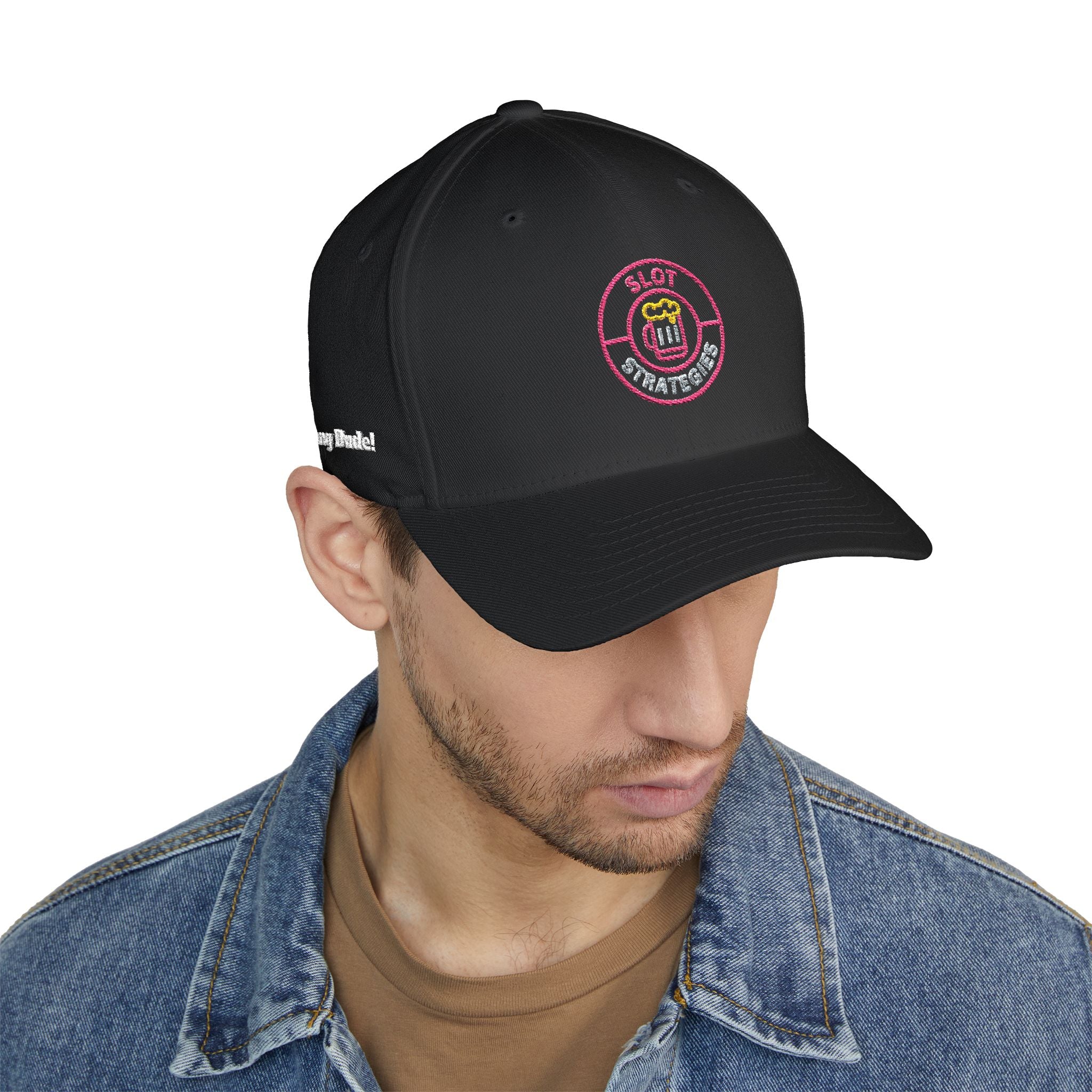 Bang Dude!  -(Embroidered) All American Casino Gamer FlexFit Ball Cap - Dark