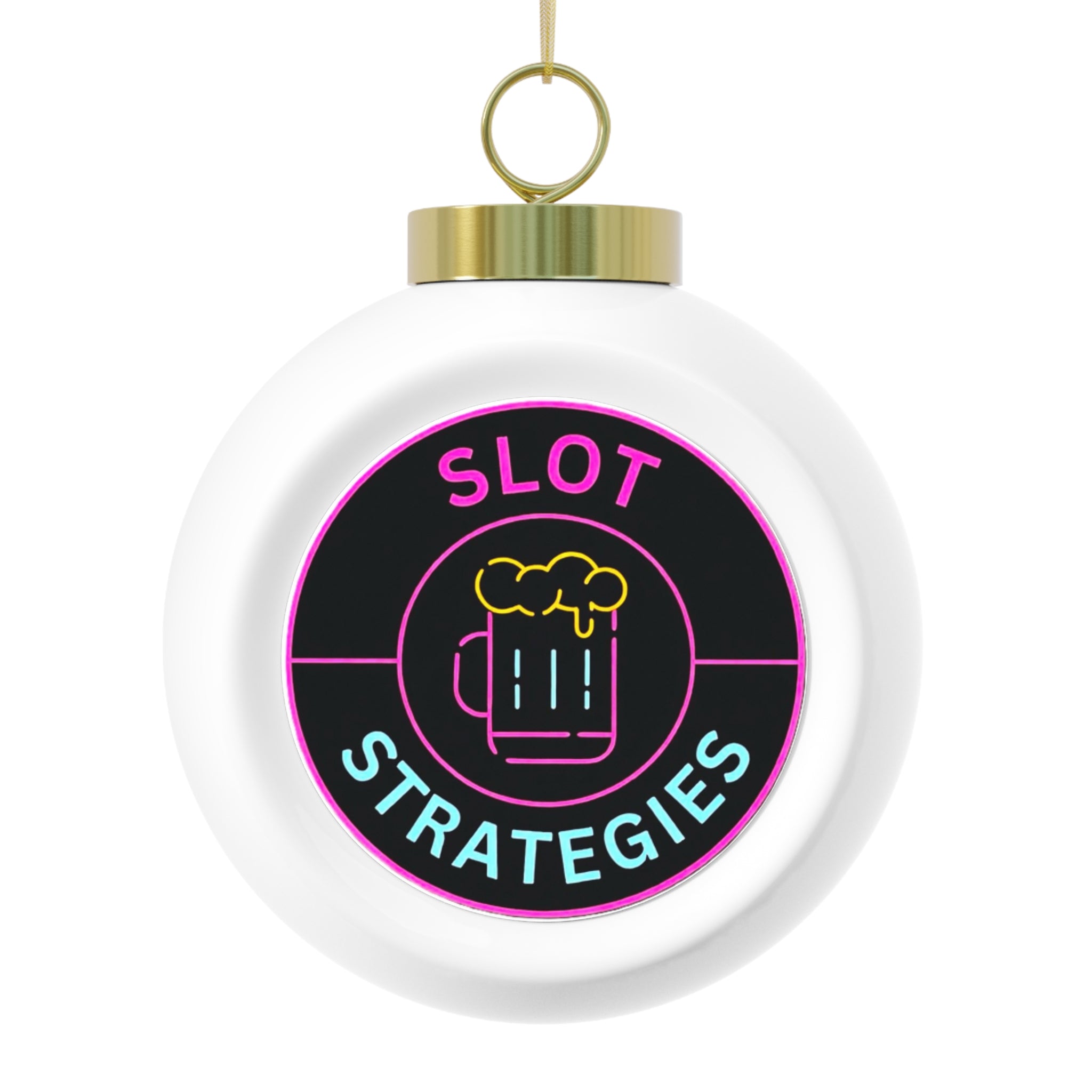 Slot Strategies Christmas Ball Ornament — Neon Beer Mug Holiday Tree Decoration